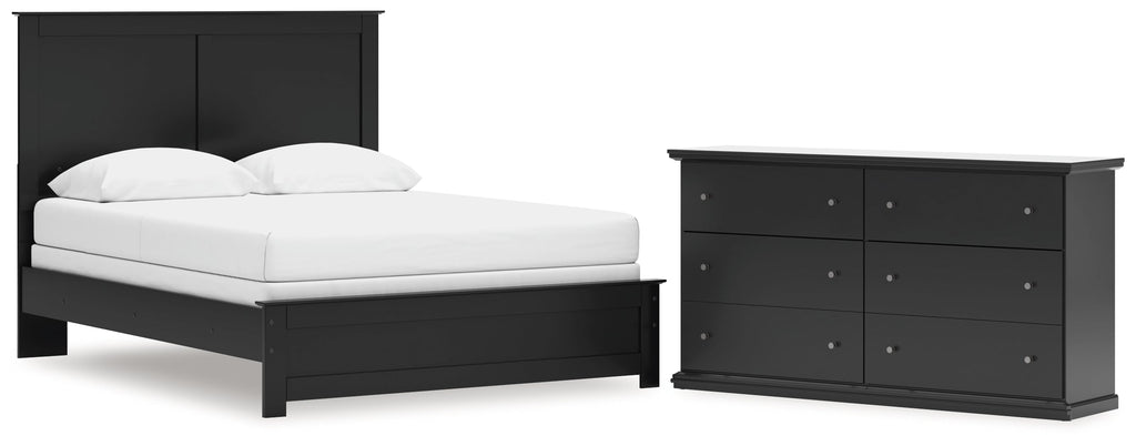 Maribel Black Queen Panel Bed and Dresser