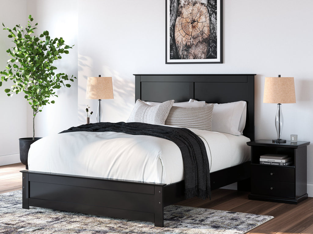 Maribel Black Queen Panel Bed and Dresser