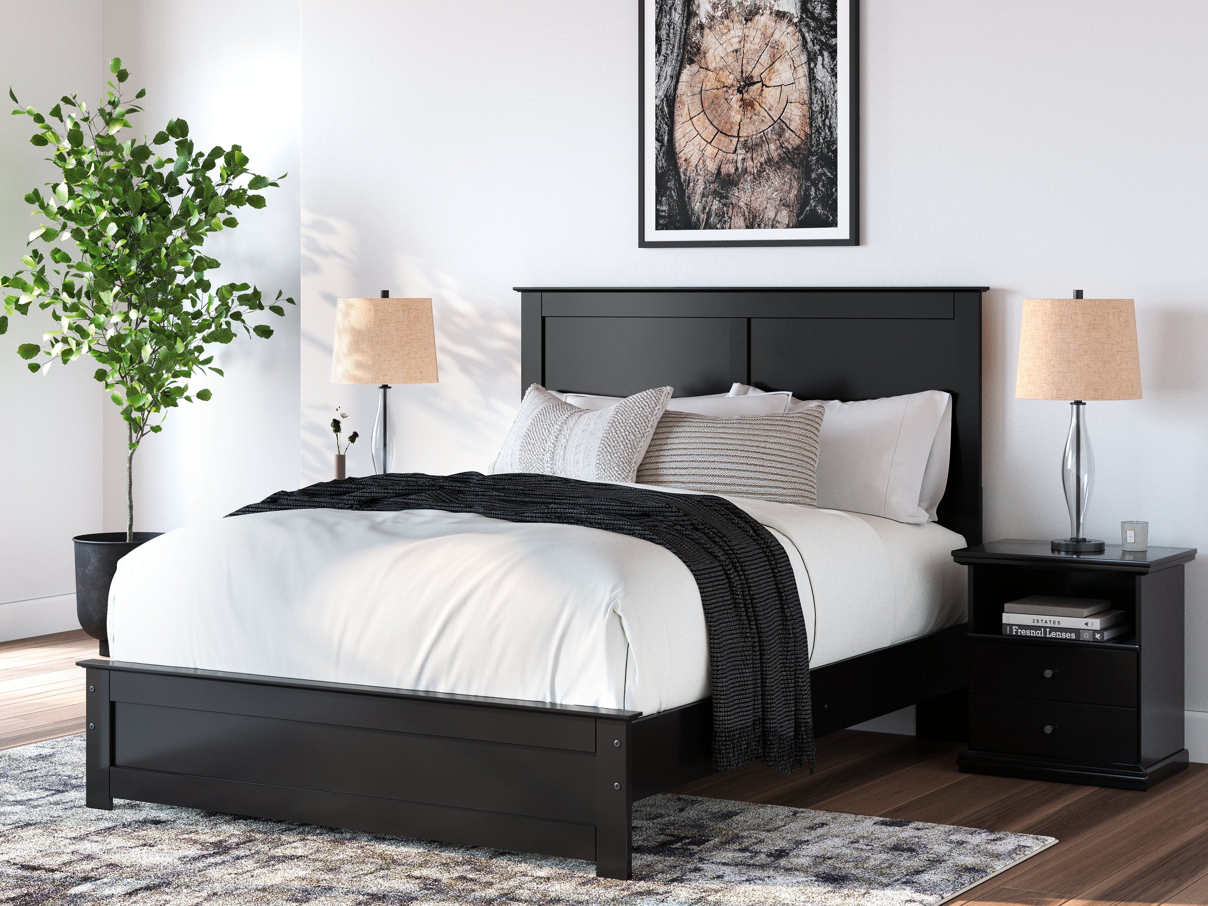 Maribel Black Queen Panel Bed and Dresser