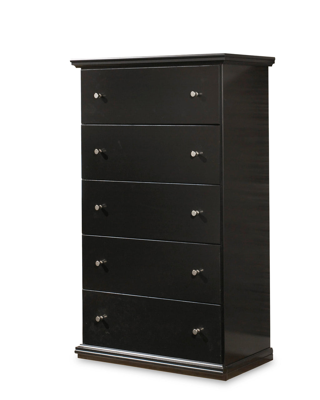 Maribel Queen Panel Bed, Dresser, Mirror and 2 Nightstands, Black