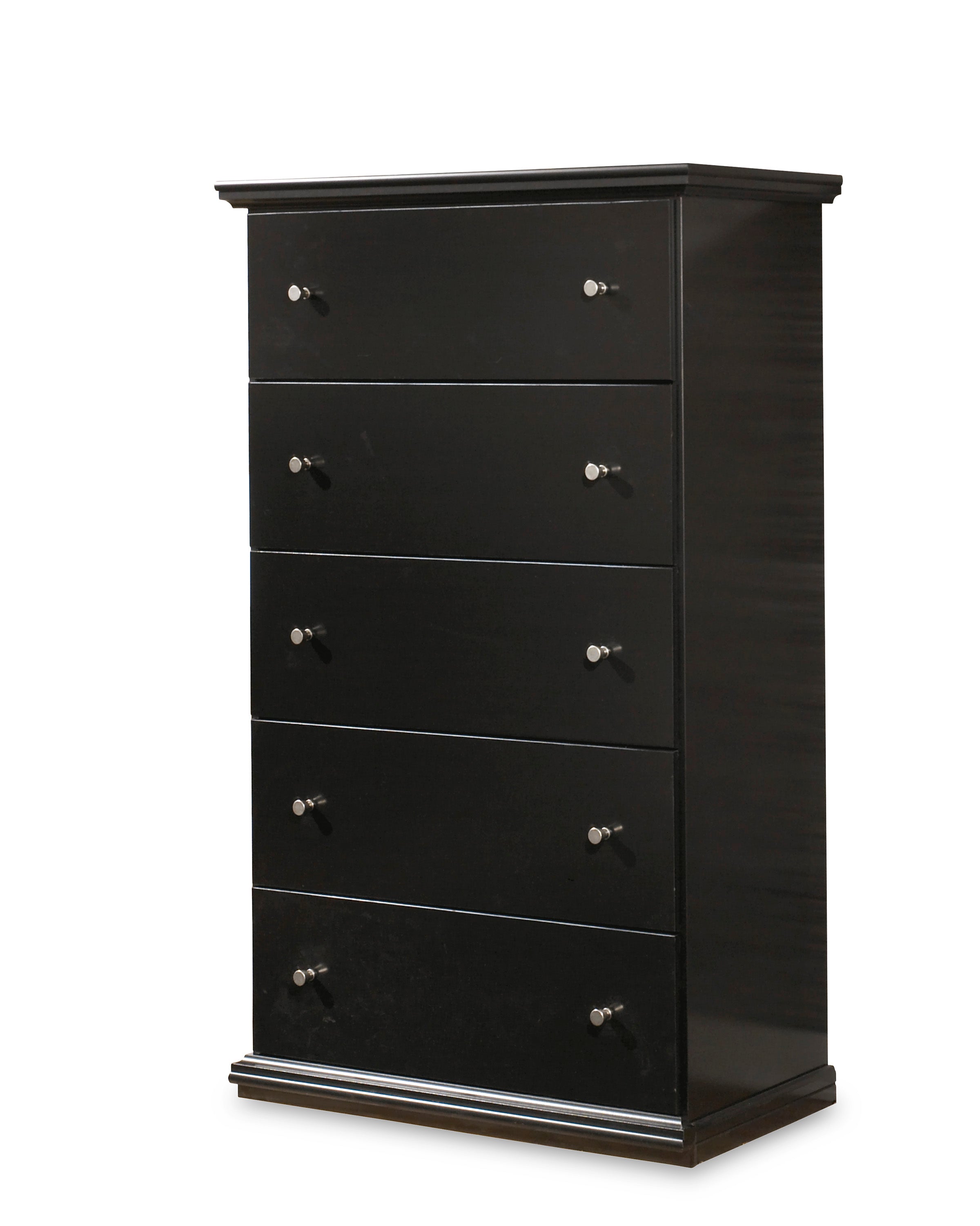 Maribel Black Queen Panel Bed, Chest and 2 Nightstands