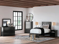 Maribel Twin Panel Bed, Dresser, Mirror, Chest and 2 Nightstands, Black