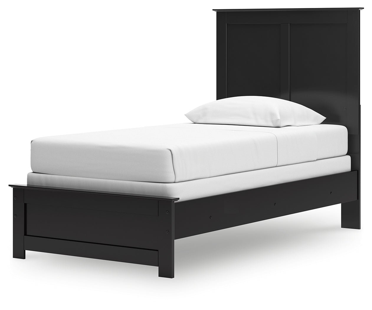 Maribel Twin Panel Bed, Dresser, Mirror and Nightstand, Black