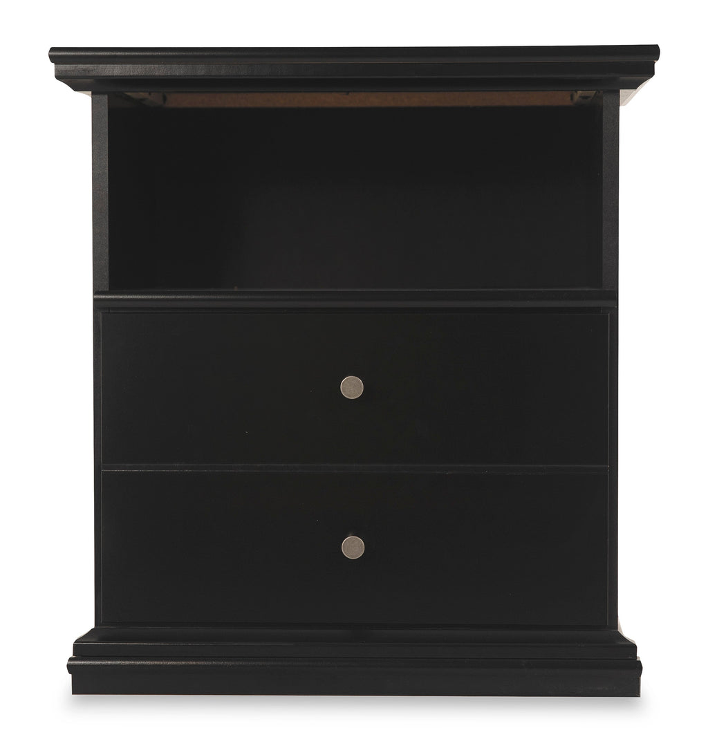 Maribel Black Full Panel Bed, Chest and Nightstand