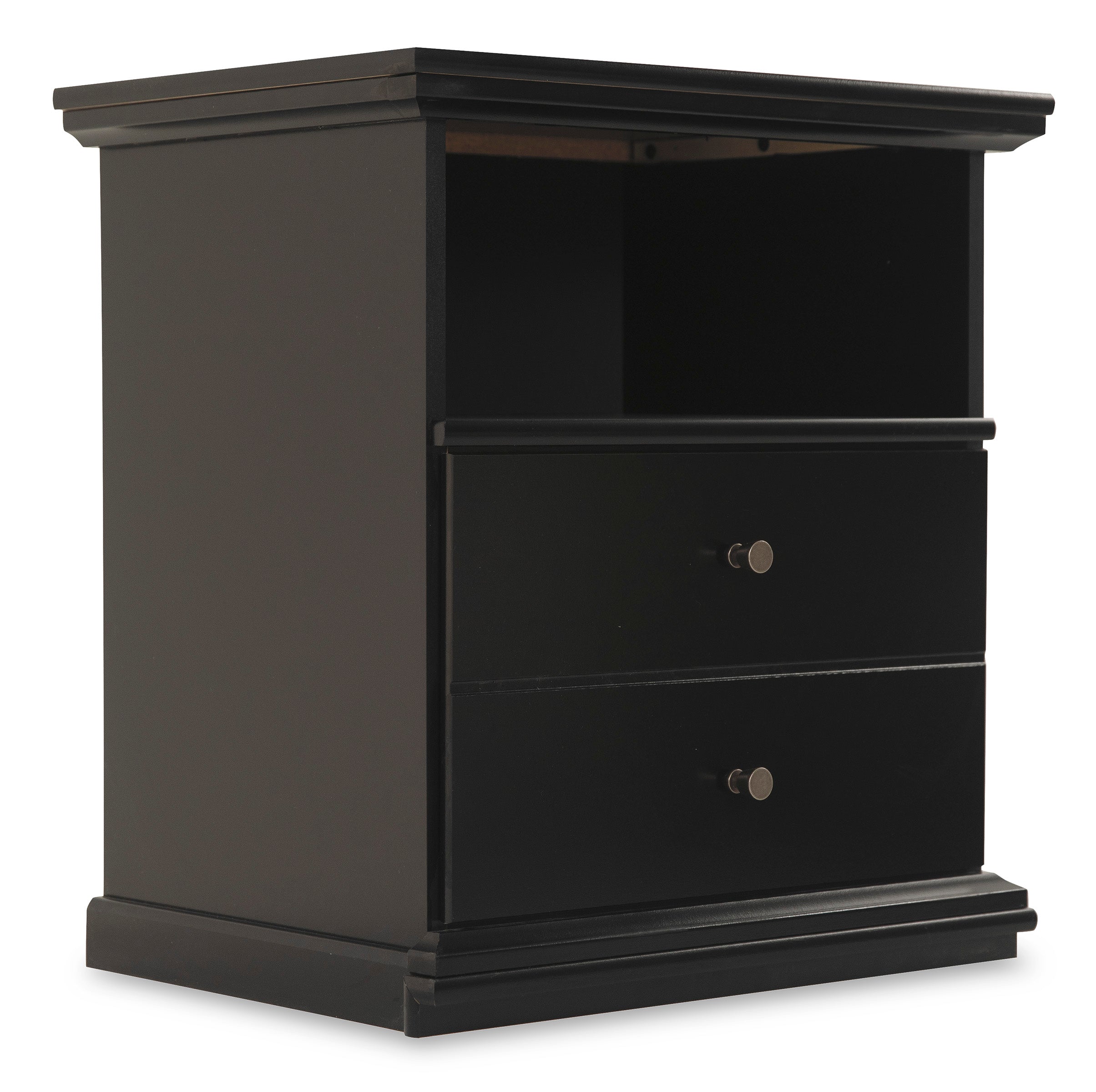 Maribel Queen Panel Bed, Dresser, Mirror and 2 Nightstands, Black