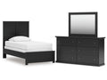 Maribel Black Twin Panel Bed, Dresser and Mirror