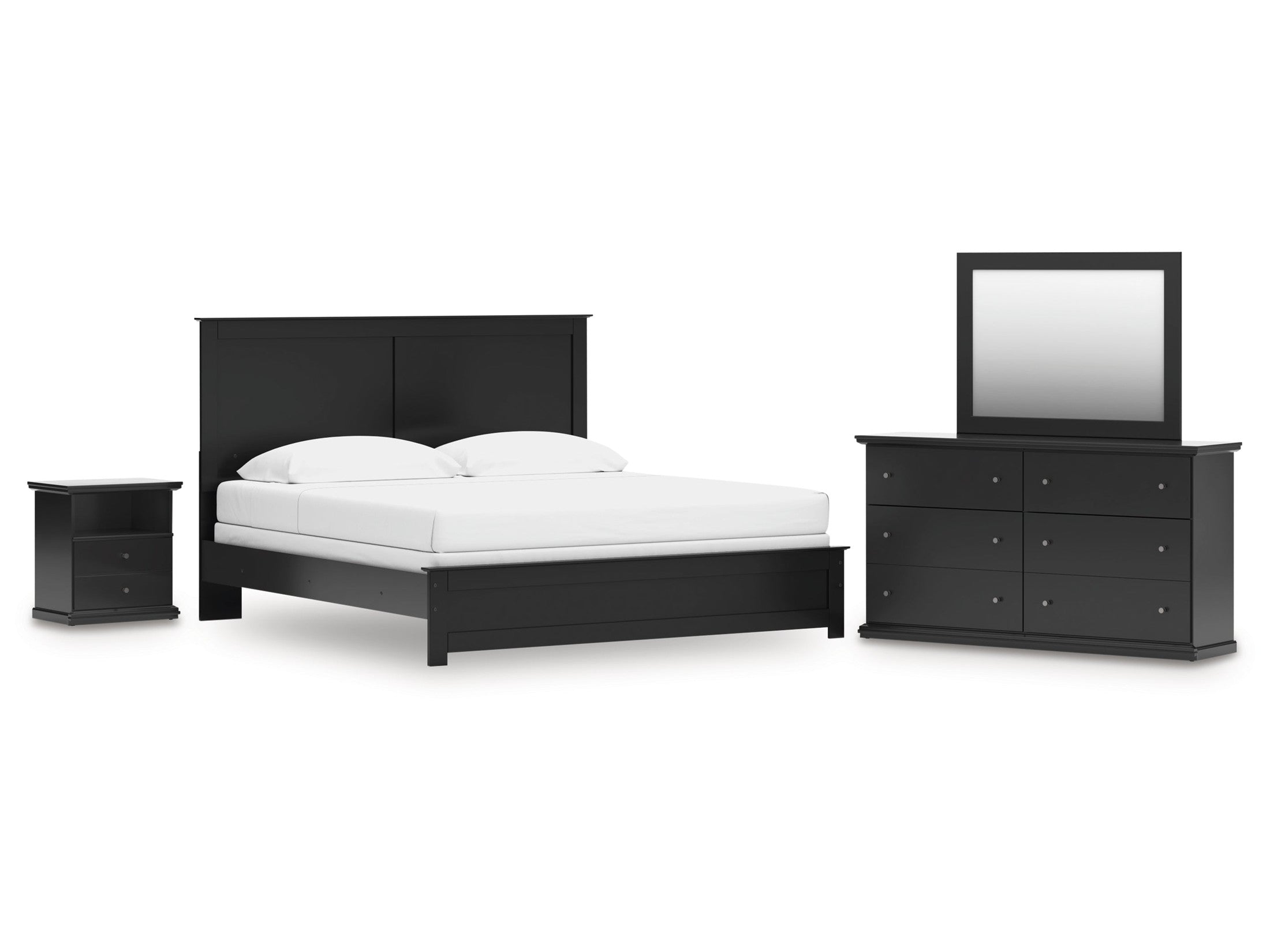 Maribel King Panel Bed, Dresser, Mirror and Nightstand