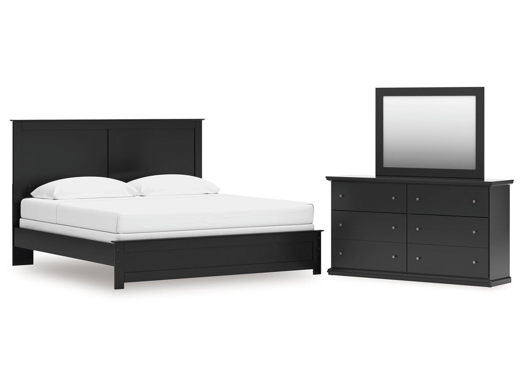 Maribel King Panel Bed with Dresser and Mirror