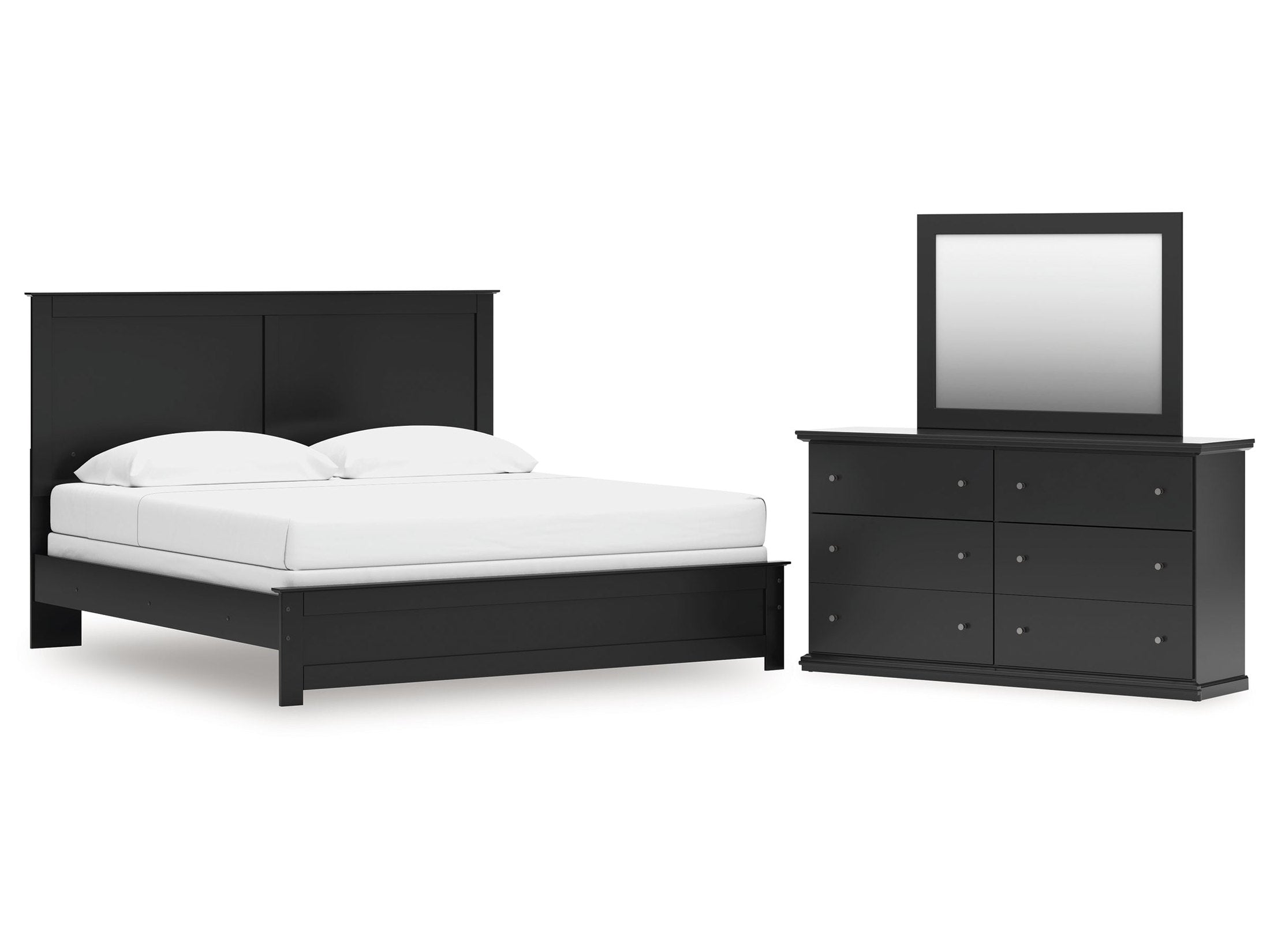 Maribel King Panel Bed with Dresser and Mirror