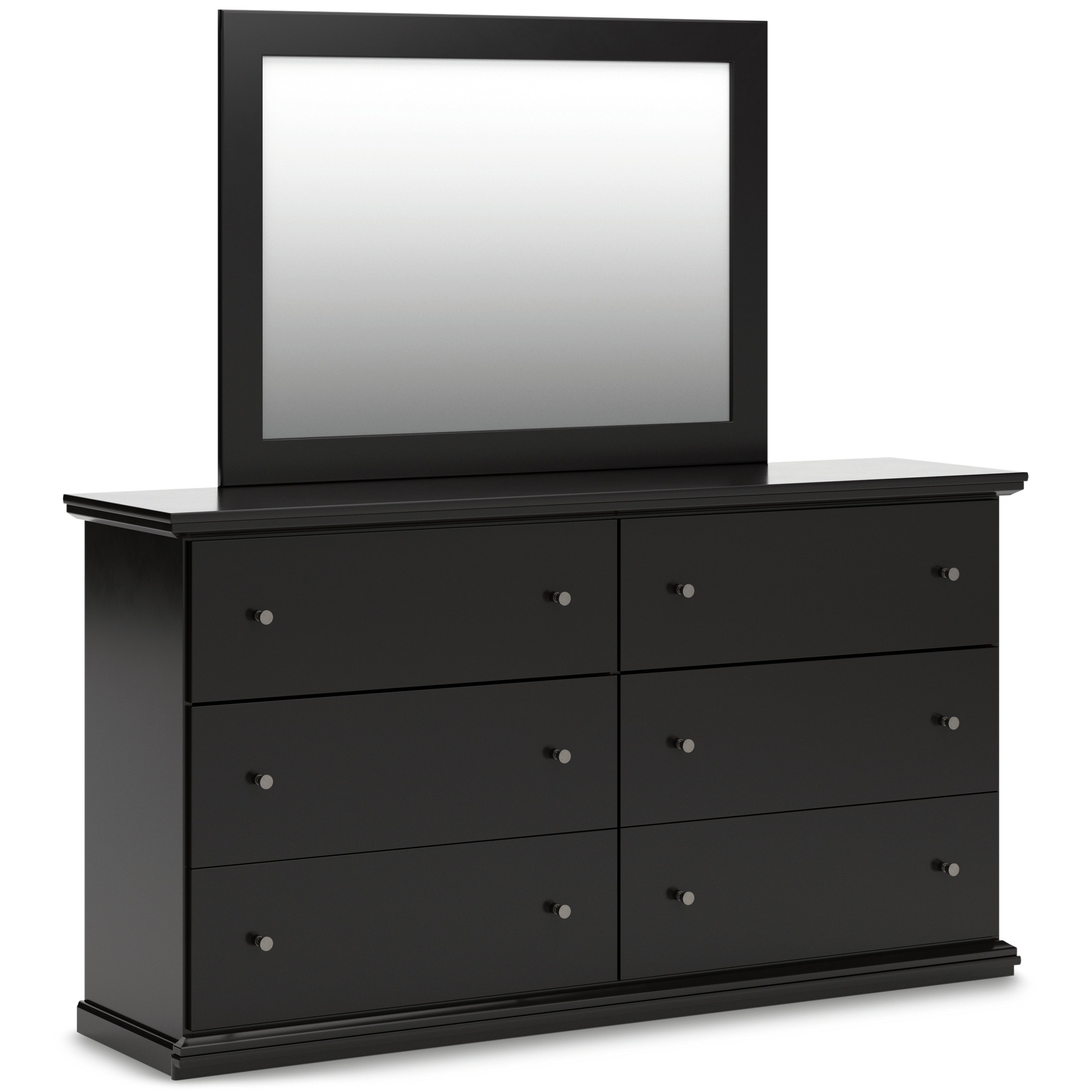 Maribel Twin Panel Bed, Dresser, Mirror, Chest and 2 Nightstands, Black