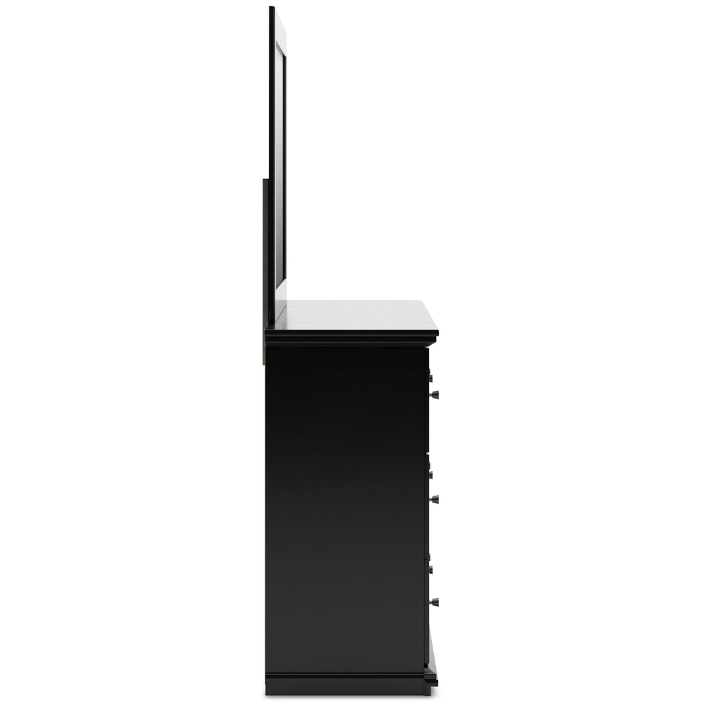 Maribel Twin Panel Bed, Dresser, Mirror, Chest and Nightstand, Black