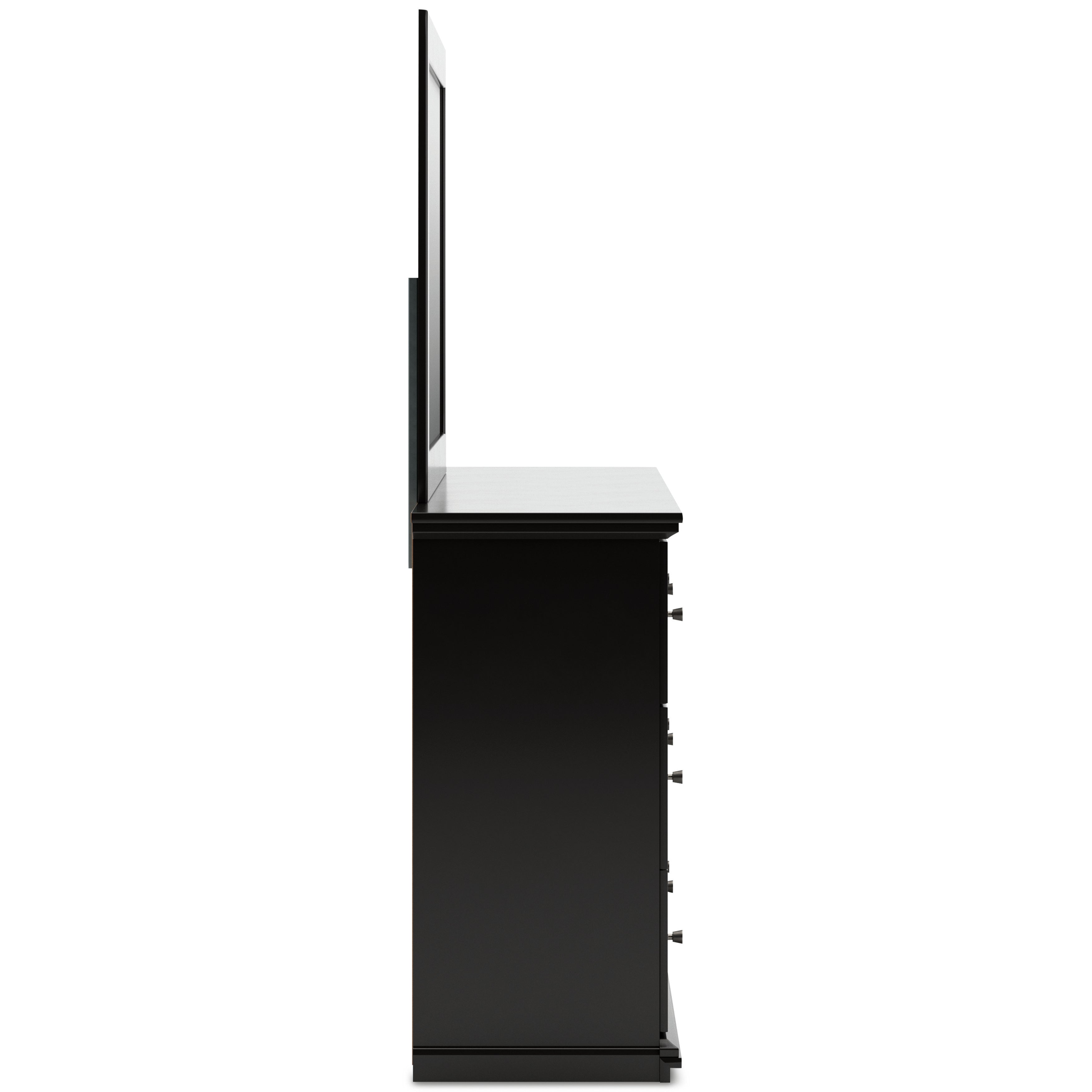 Maribel Queen Panel Bed, Dresser, Mirror and 2 Nightstands, Black