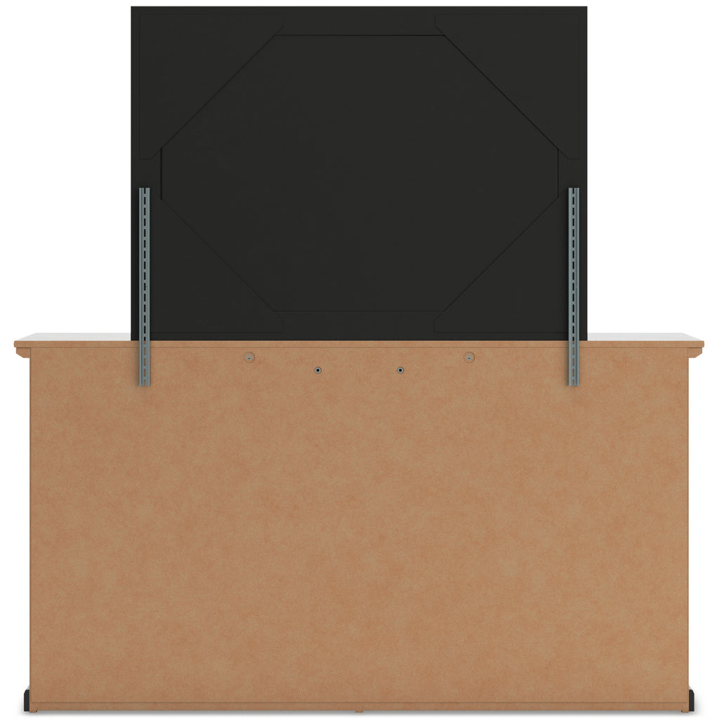 Maribel Full Panel Bed, Dresser, Mirror and 2 Nightstands, Black