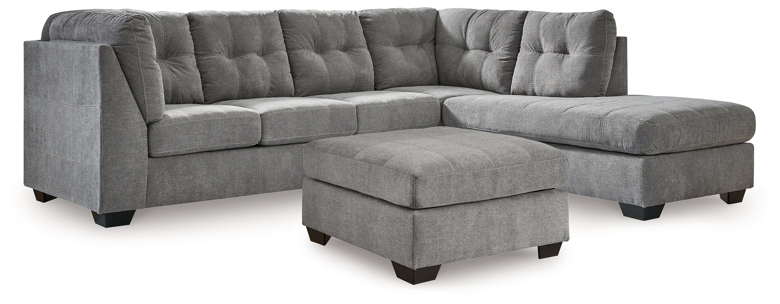 Marleton Gray 2-Piece Sectional and Ottoman