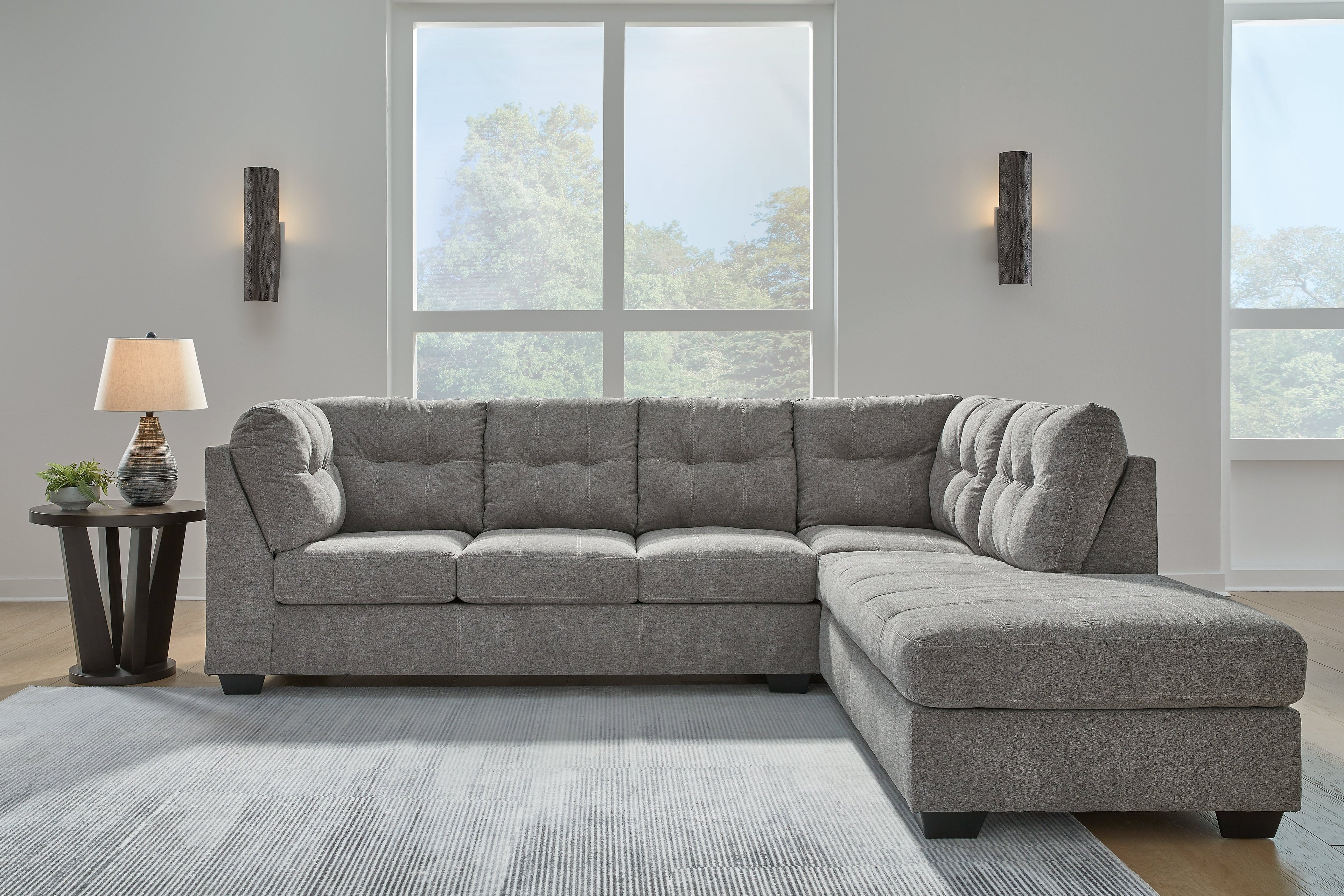 Marleton Gray 2-Piece Sectional and Ottoman