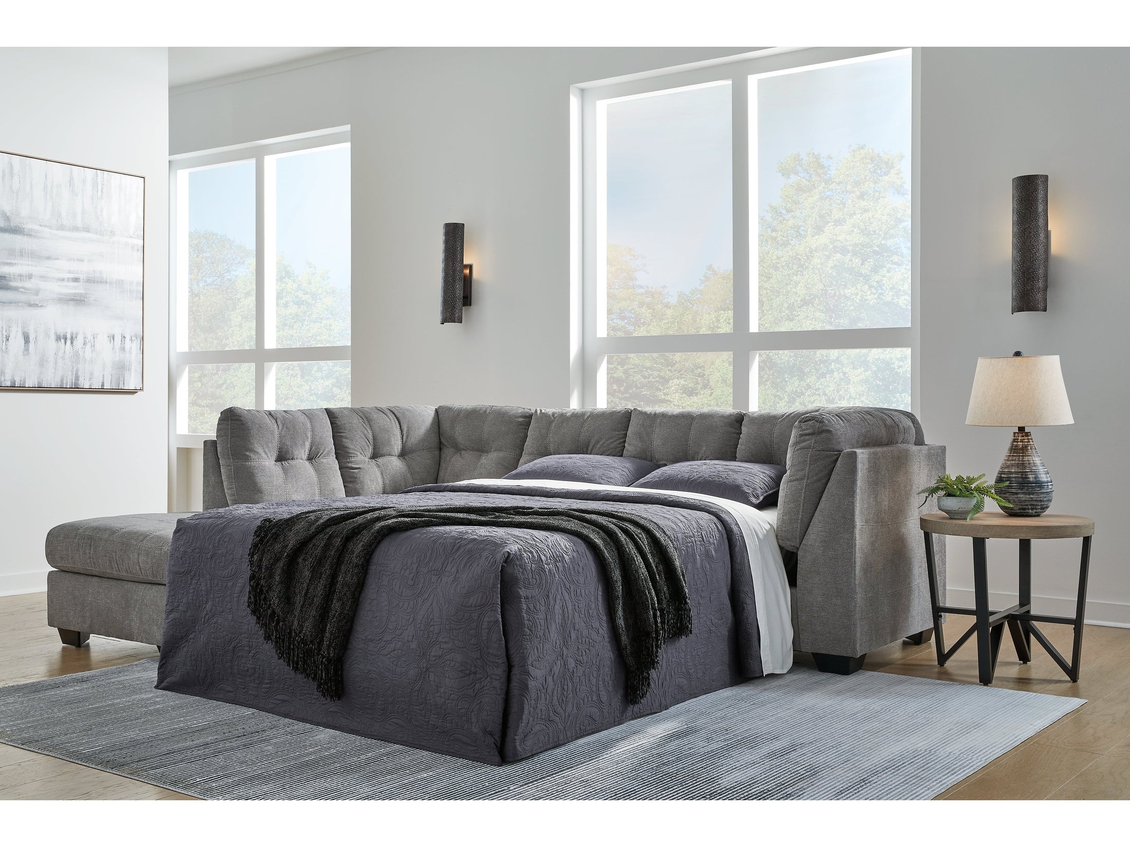 Marleton Gray 2-Piece Sleeper Sectional w/Chaise