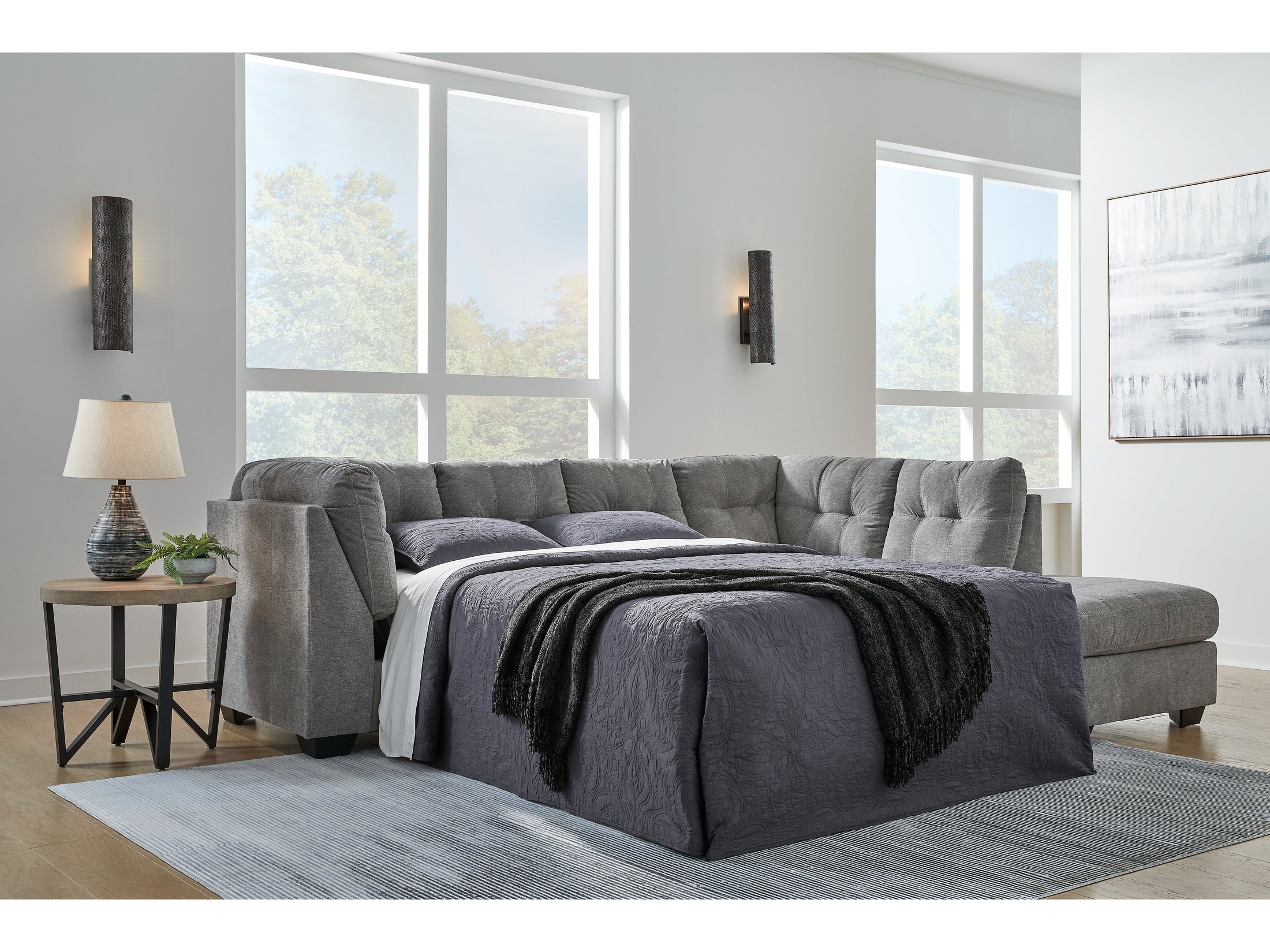 Marleton Gray 2-Piece Sleeper Sectional with Chaise