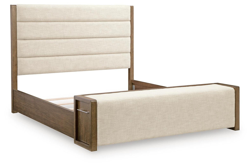 Marxmore Brown California King Upholstered Storage Bed