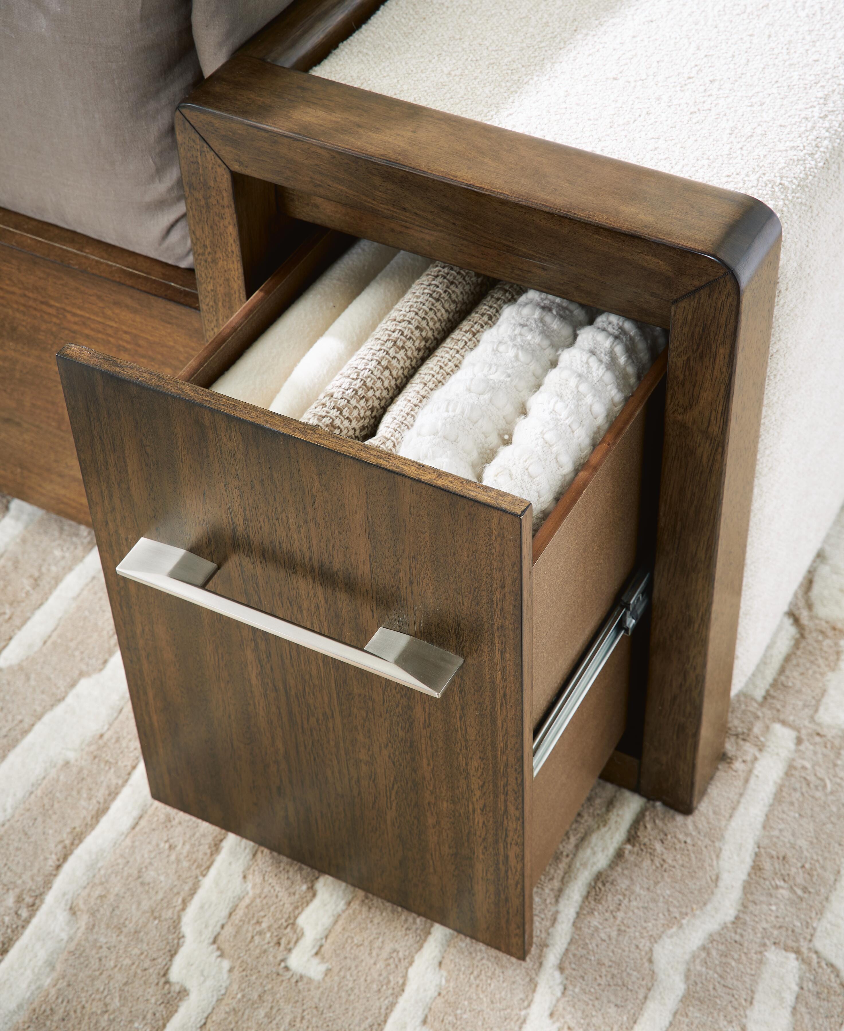 Marxmore Brown California King Upholstered Storage Bed