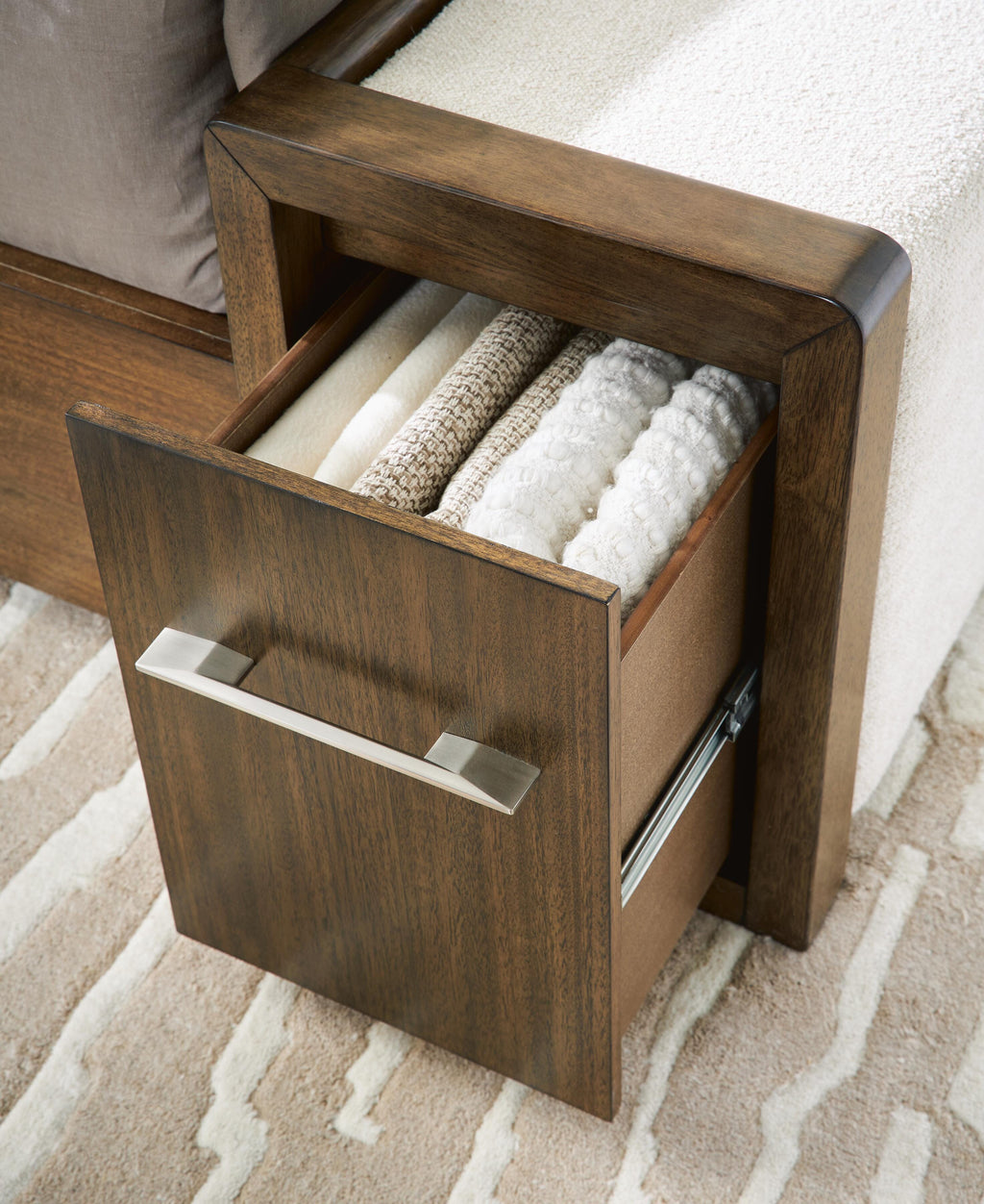 Marxmore Brown King Upholstered Storage Bed