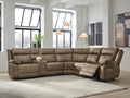 Max-Momentum Biscotti 6 Pc Power Reclining Sectional w/ Audio Console