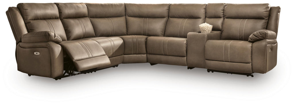 Max-Momentum Biscotti 6 Pc Power Reclining Sectional w/ Audio Console