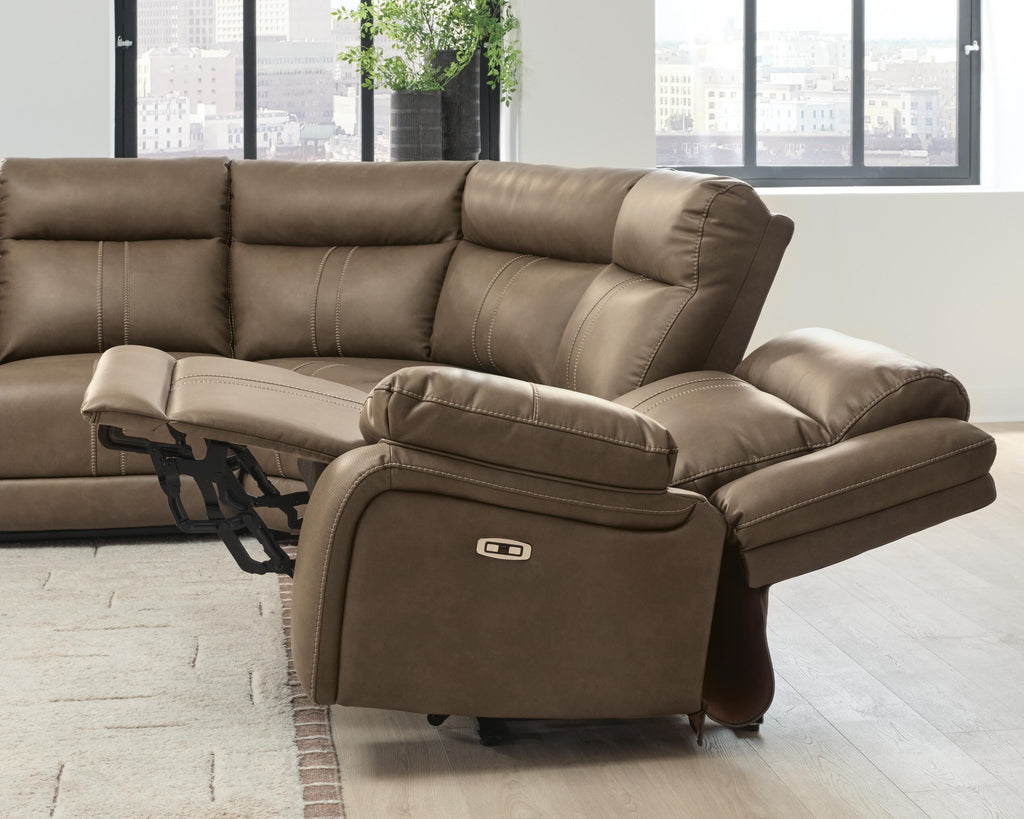 Max-Momentum Biscotti 6 Pc Power Reclining Sectional w/ Audio Console