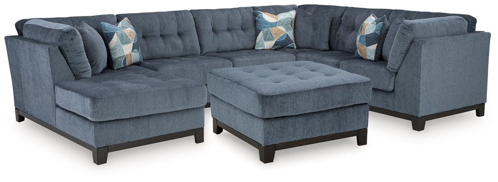 Maxon Place Navy 3-Piece Sectional and Ottoman