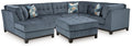 Maxon Place Navy 3-Piece Sectional and Ottoman