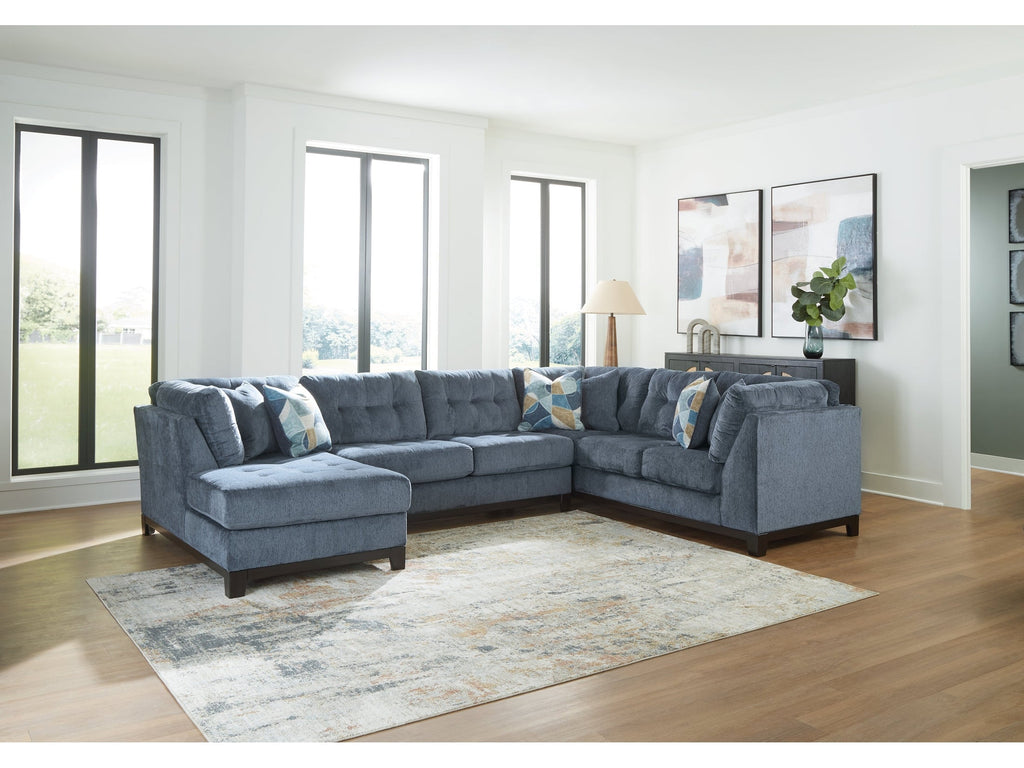 Maxon Place Navy 3-Piece Sectional with Chaise