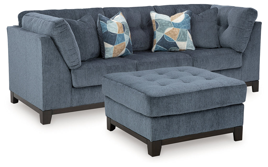Maxon Place Navy Sofa and Oversized Accent Ottoman