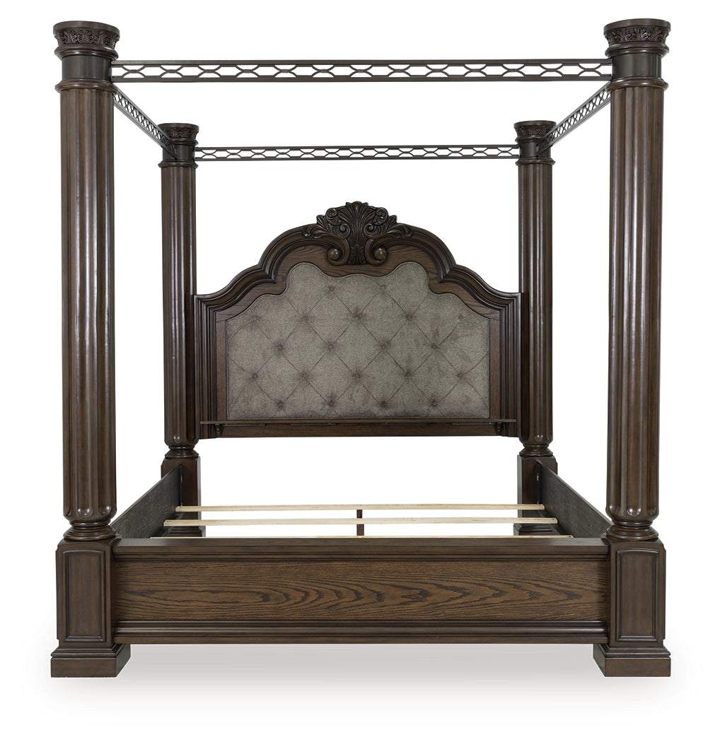 Maylee Dark Brown California King Canopy Bed