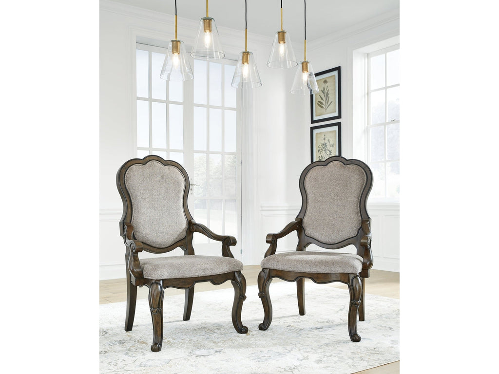Maylee Dark Brown Dining Arm Chair (Set of 2)