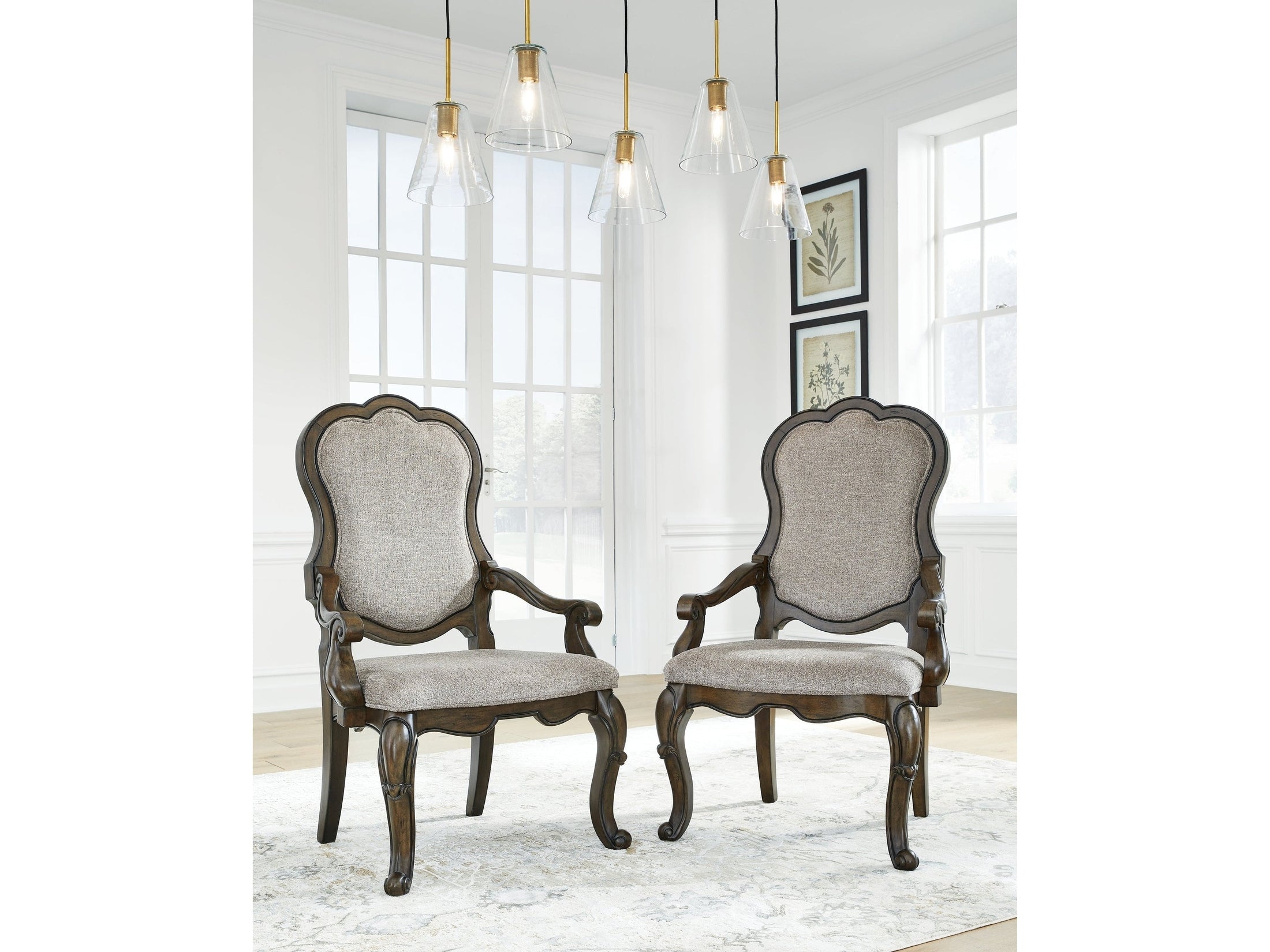 Maylee Dark Brown Dining Arm Chair (Set of 2)