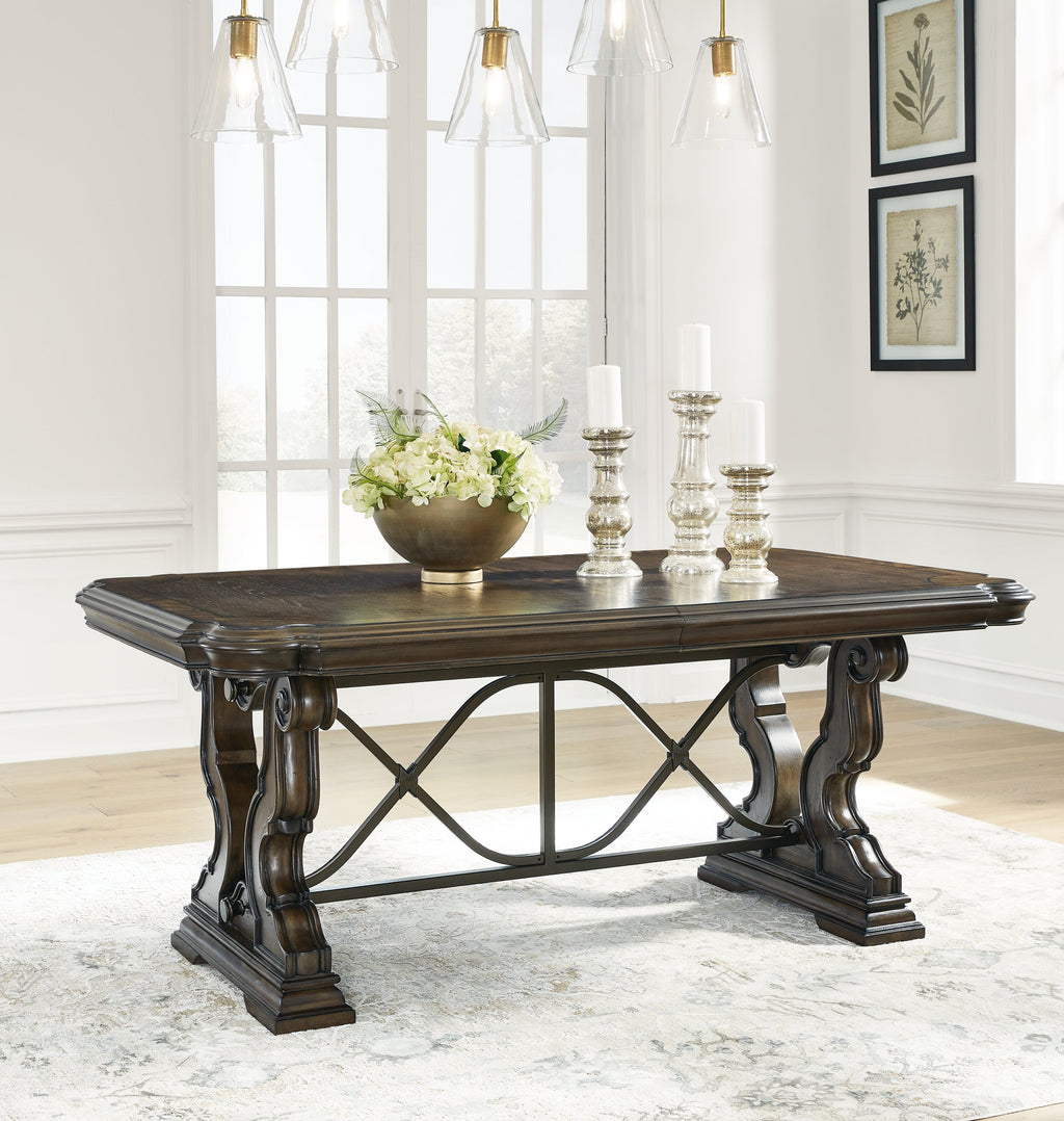 Maylee Dark Brown Dining Table and 4 Chairs