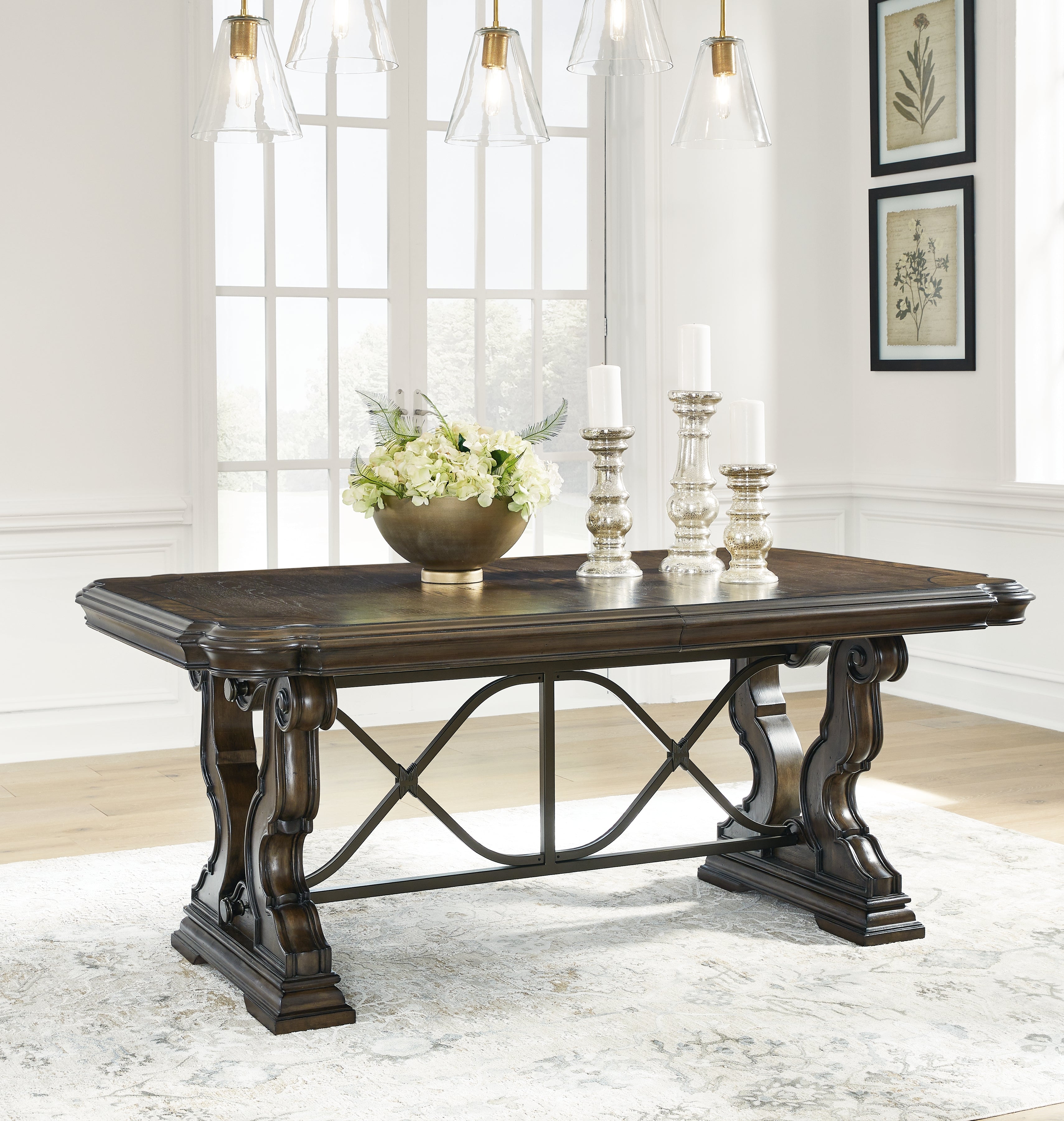 Maylee Dark Brown Dining Table and 4 Chairs