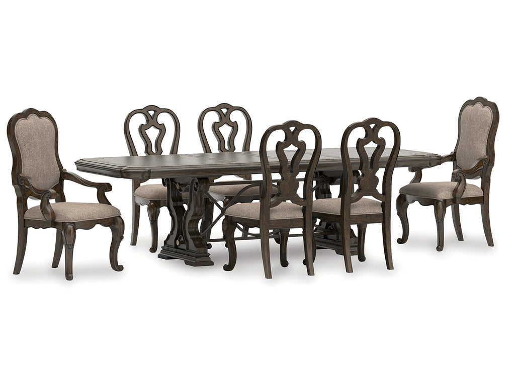 Maylee Dark Brown Dining Table and 6 Chairs