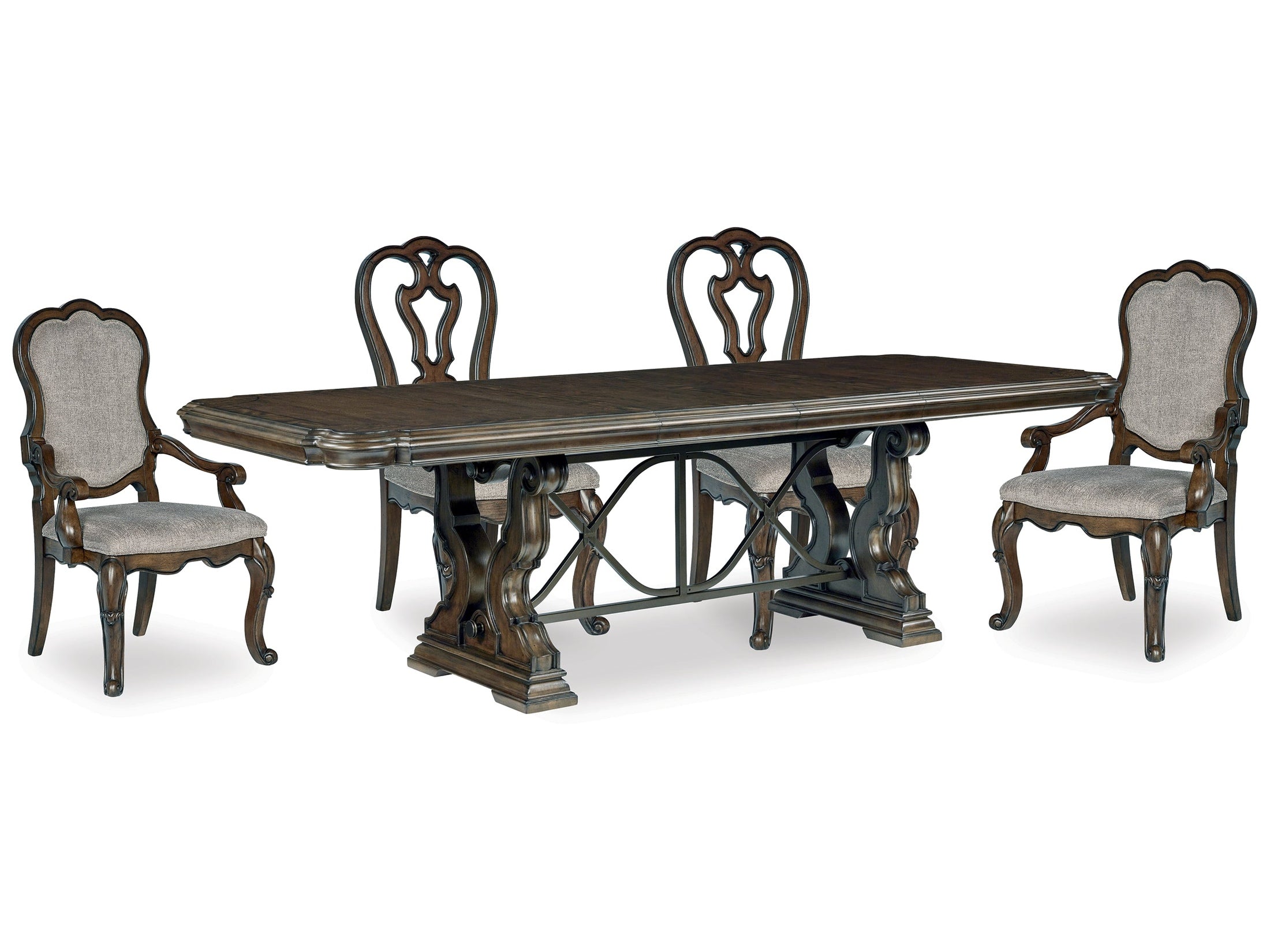 Maylee Dark Brown Dining Table w/4 Chairs