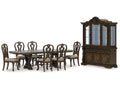 Maylee Dark Brown Dining Table with 6 Chairs and Buffet and Hutch