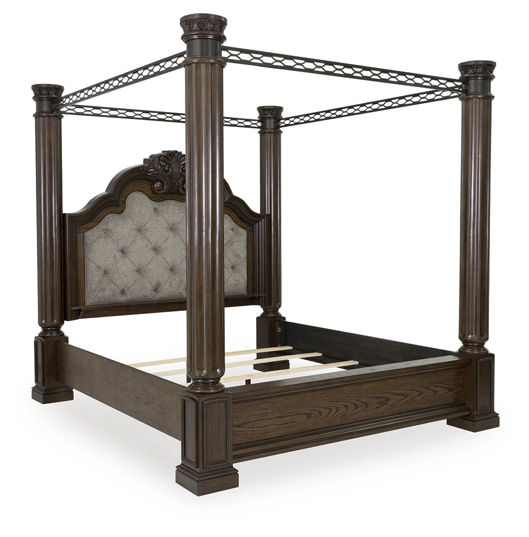 Maylee Dark Brown King Canopy Bed
