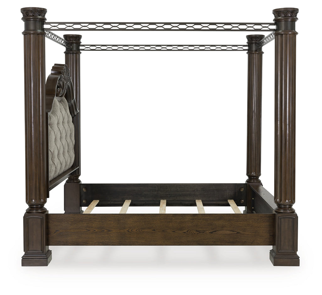 Maylee Dark Brown King Canopy Bed