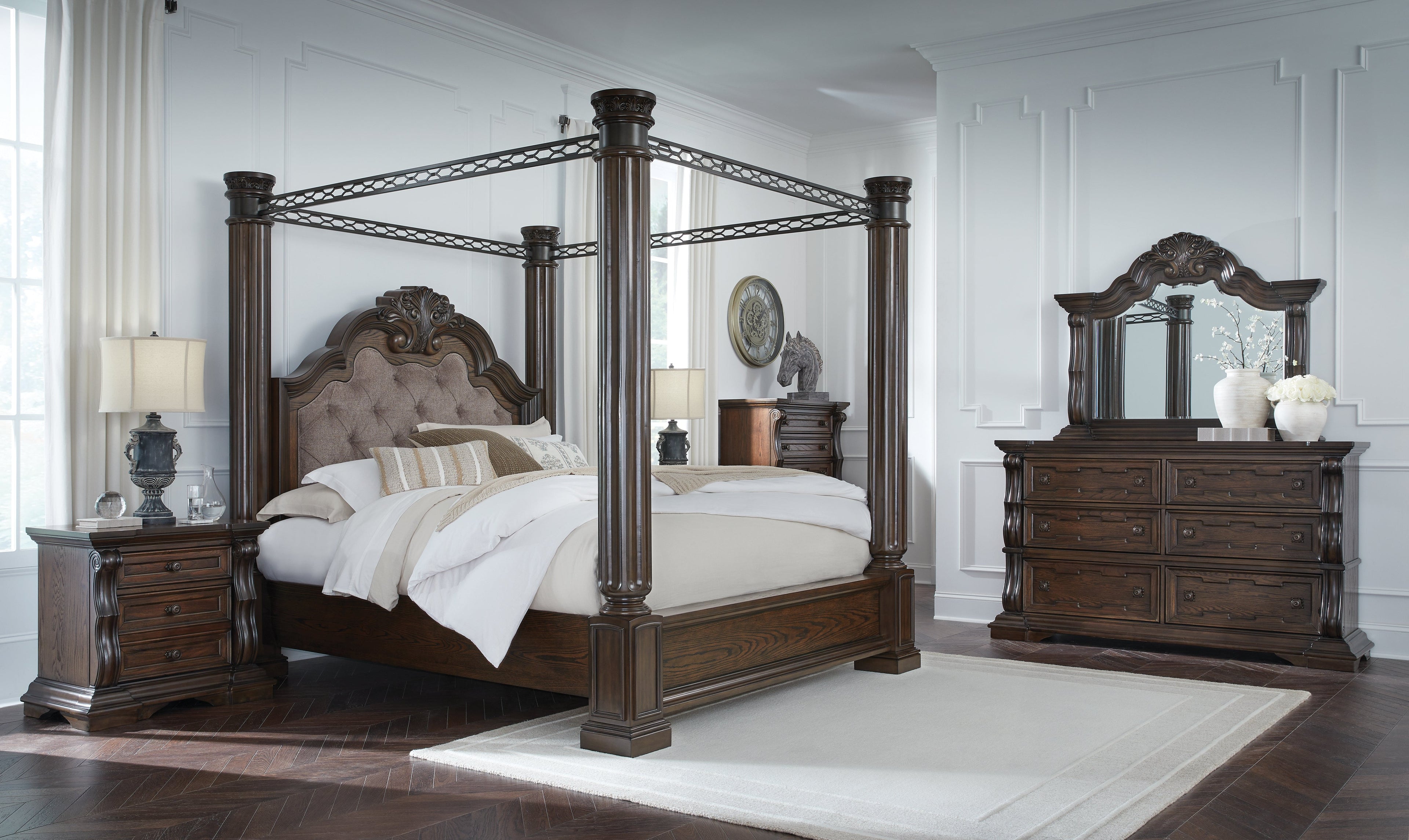 Maylee Dark Brown King Canopy Bed