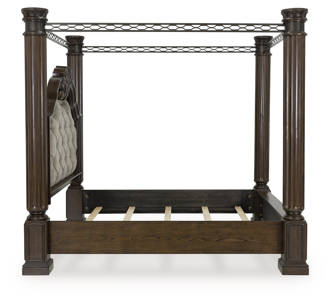 Maylee Dark Brown Queen Canopy Bed