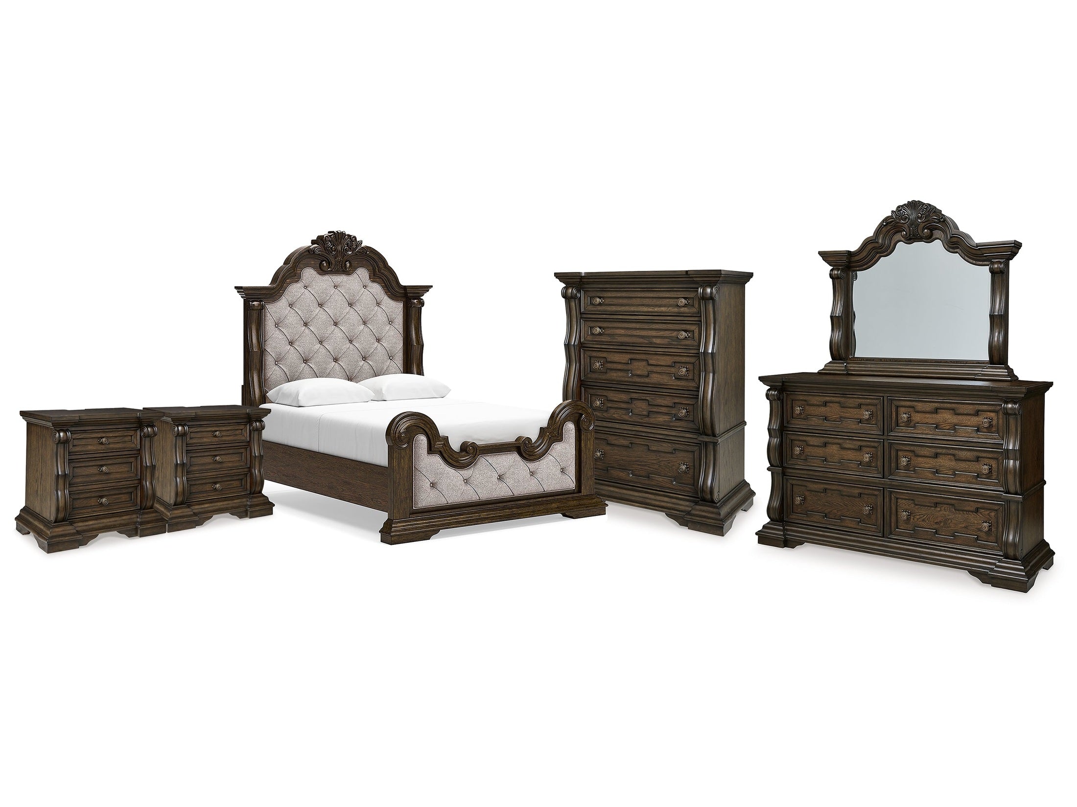 Maylee Queen Panel Bedroom Set, Dark Brown