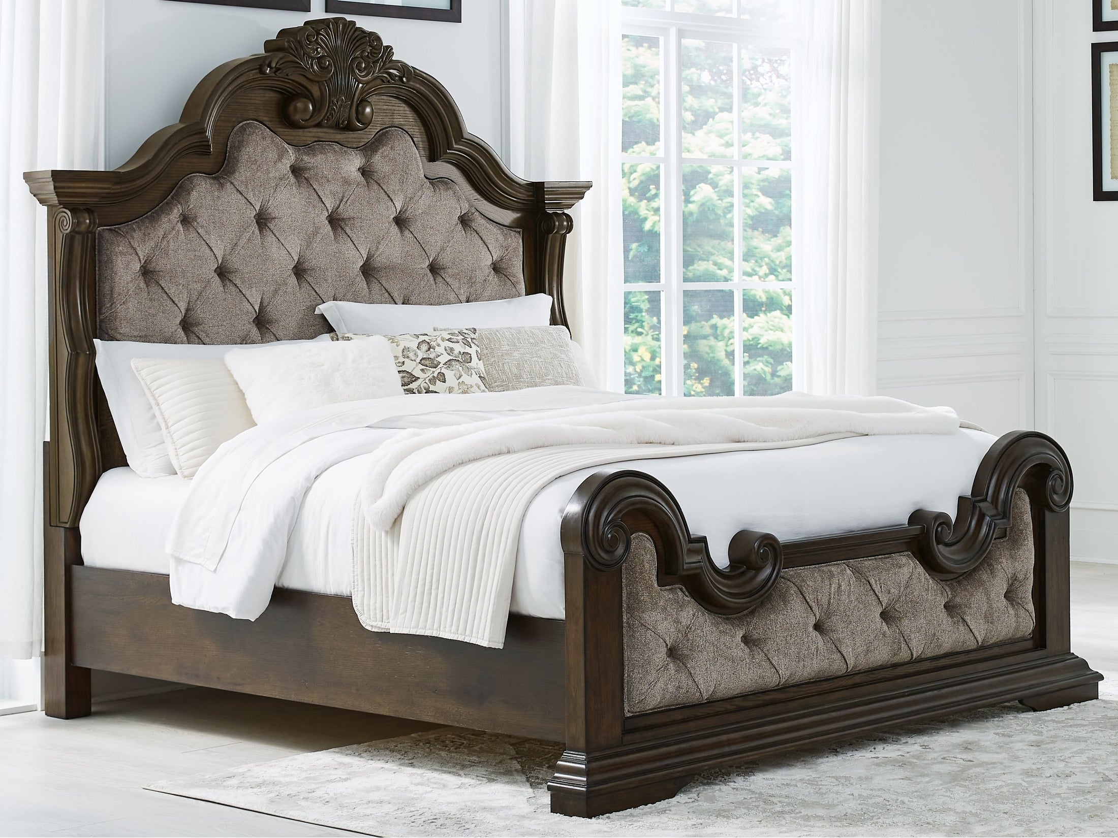 Maylee Dark Brown Queen Upholstered Bed