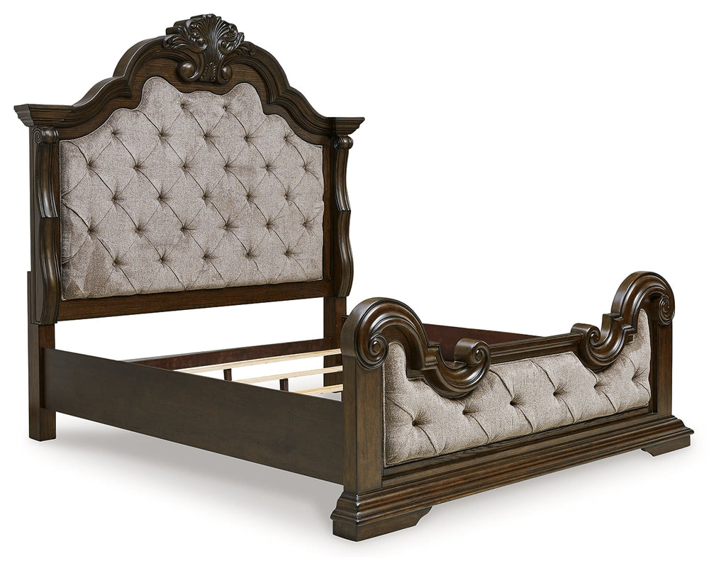 Maylee Dark Brown Queen Upholstered Bed
