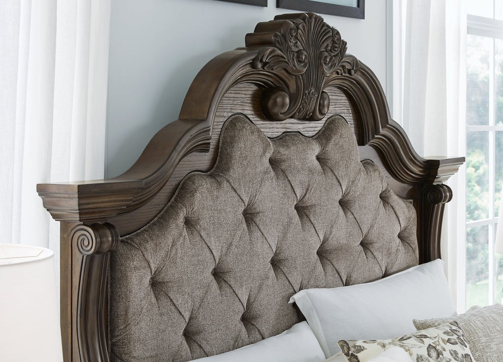 Maylee Dark Brown Queen Upholstered Bed