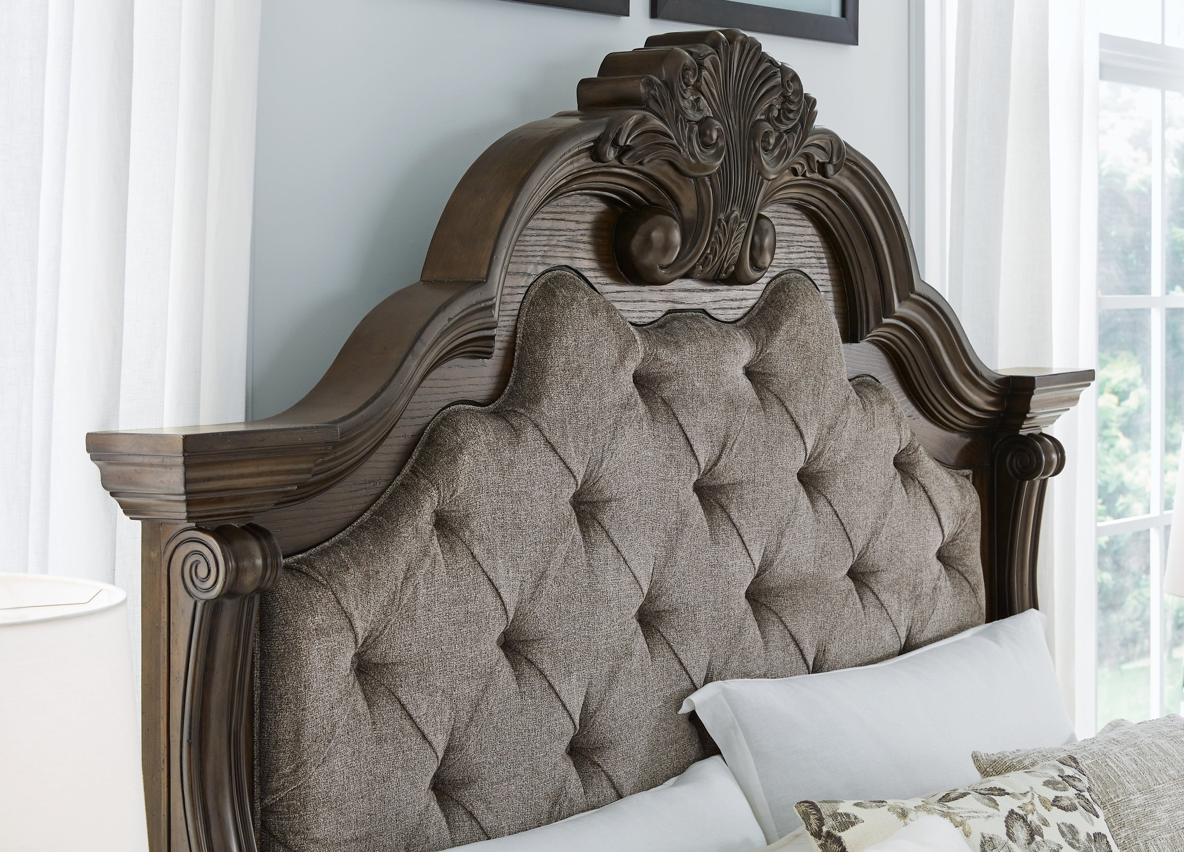 Maylee Dark Brown Queen Upholstered Bed