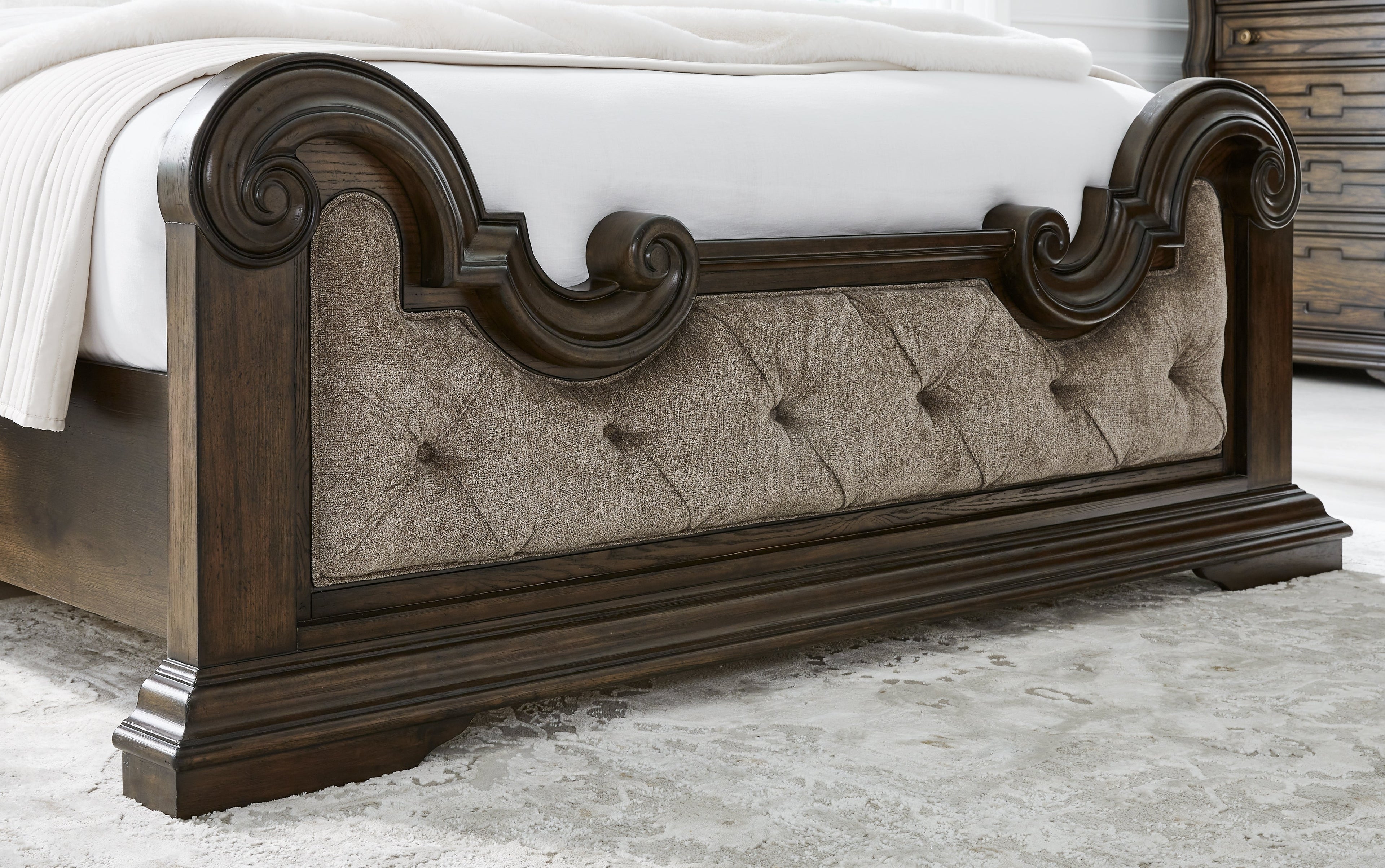 Maylee Dark Brown Queen Upholstered Bed