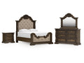 Maylee Queen Upholstered Panel Bedroom Set, Dark Brown